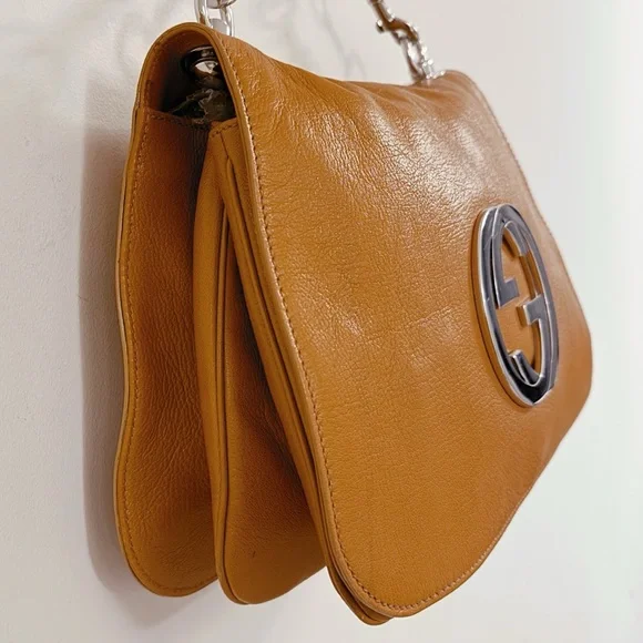 Gucci Tom Ford Blondie RARE Orange GG Logo Monogram Medium Satchel Flap Bag - Picture 5 of 11